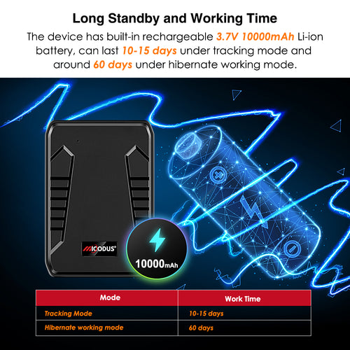 10000mAh Long Battery Life GPS Tracker MiCODUS ML808G Wireless Waterproof 4G Truck Tracking Device With Strong Magnet