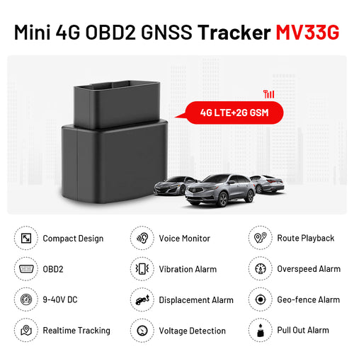 4G OBD2 Vehicle GPS Tracker Realtime MiCODUS MV33G Plug Play Mini OBD Car GPS Tracking Device With Voice Monitoring