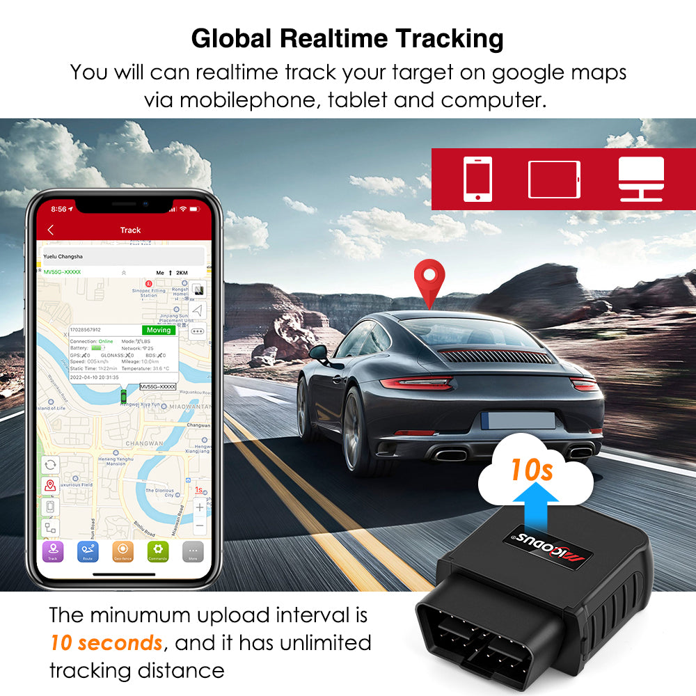 Canbus Reading Diagnostic OBD2 4G GPS Tracker Vehicle Locator Plug Play MiCODUS MV55G Car OBD GPS Tracking Device Lifetime Free APP