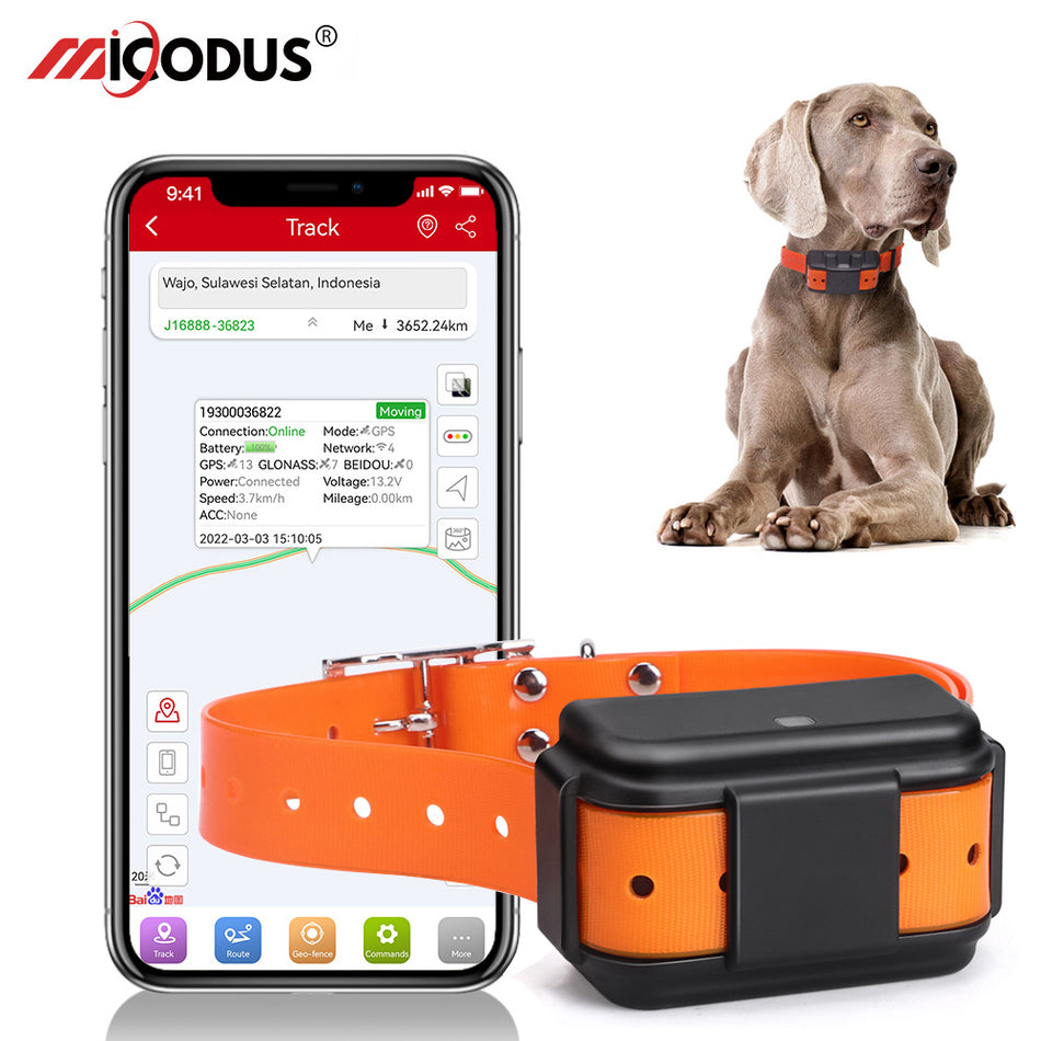 4G Hunting Dog Gps Tracker Collar MiCODUS MP50G IPX7 Waterproof Animals GPS Tracking Device With LED Light and Speaker