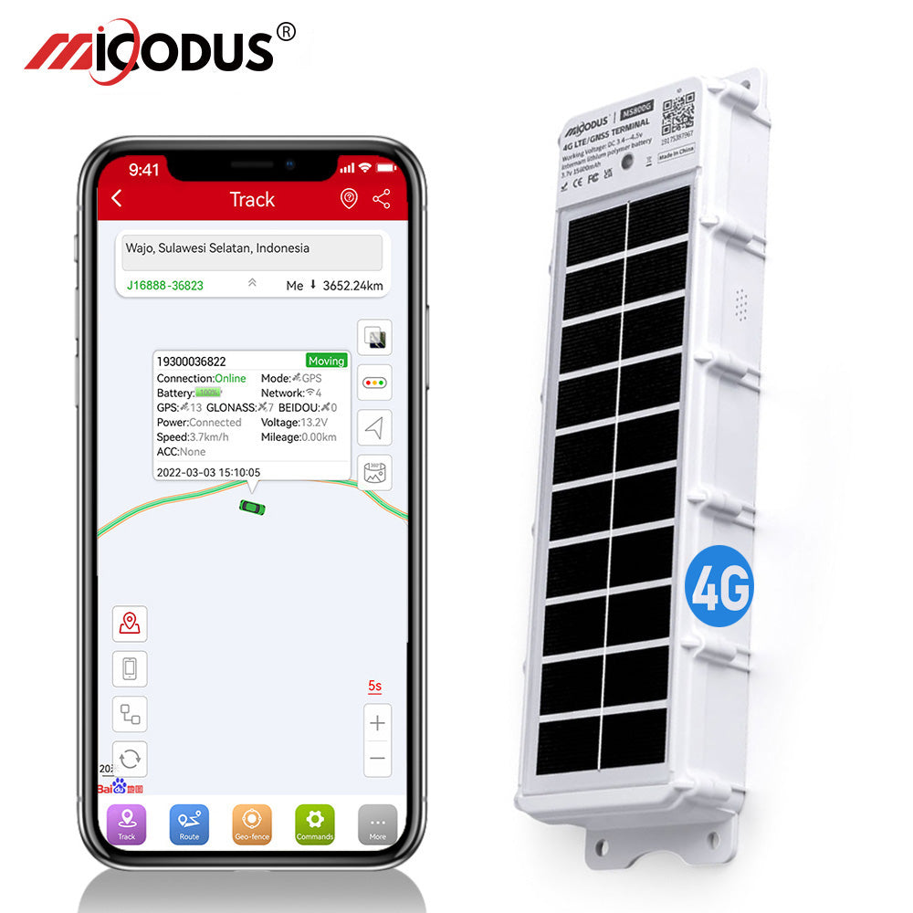 15600mAh Solar Powered Boat GPS Tracker 4G MiCODUS MS800G Waterproof Portable Truck Car GPS Tracking Device With SOS Call